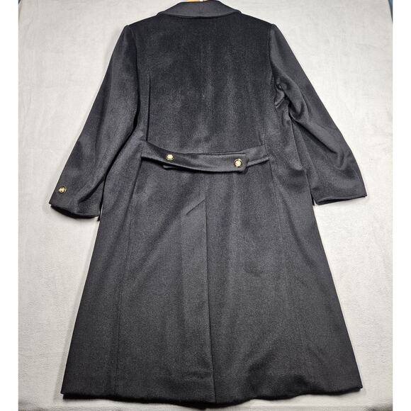 Worthington Overcoat Womens 12 Petite Wool Blend Black Double Breasted Trench - Picture 8 of 16